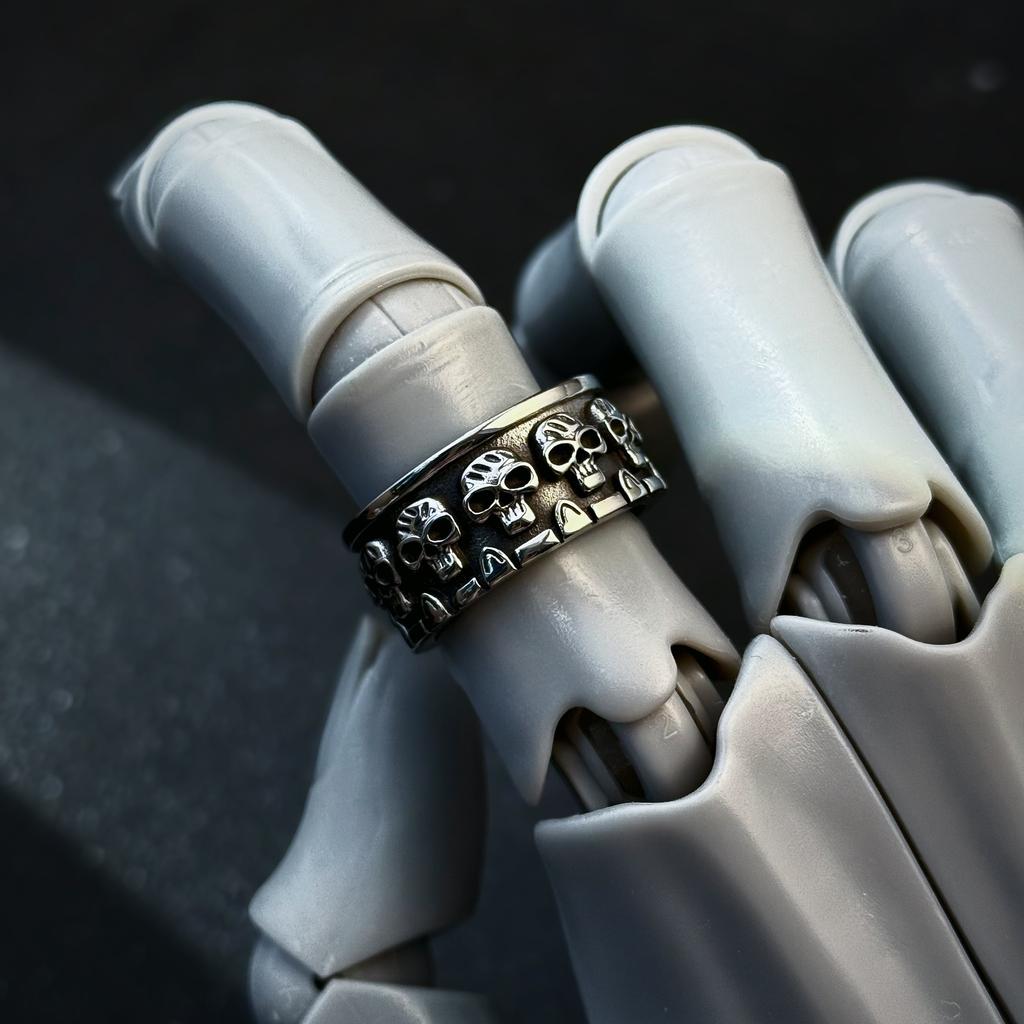 Retro Skulls Stainless Steel Ring for Men Punk Gothic Hiphop Rock Edgy Jewelry Biker Accessories Bold Statement Gift for Him