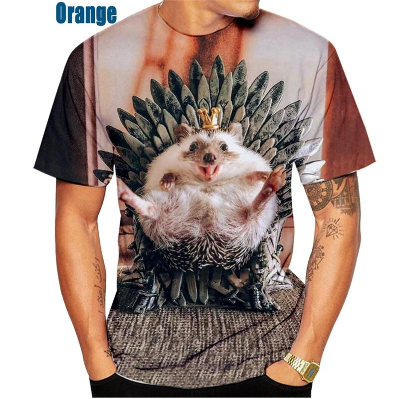 Funny Animal Hedgehog 3D Print T-Shirts Summer Oversized Harajuku Round Neck Short Sleeve Men's T-shirts