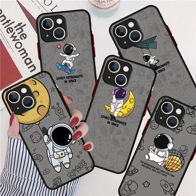 Cute Cartoon Astronaut Matte Case For Apple iPhone 14 11 13 7 12 Pro 7 XR XS Max 8 6s SE 2022 Soft Phone Cover
