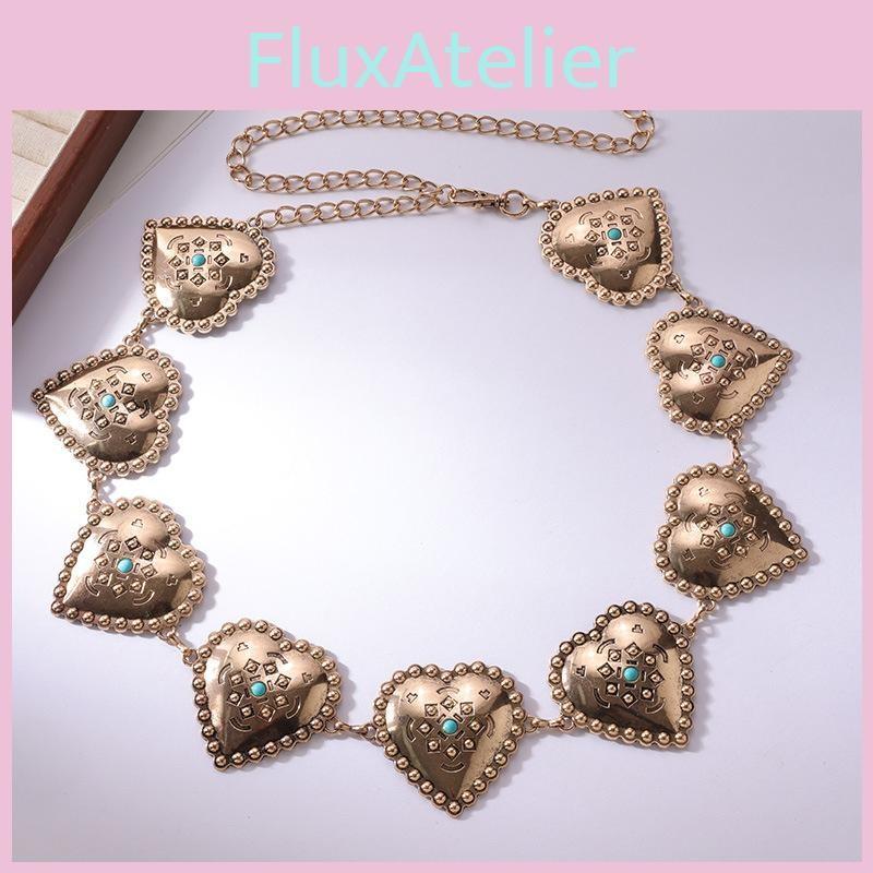 Turquoise Heart Fashion Waist Chain For Women With Metal Material And Design Elegant