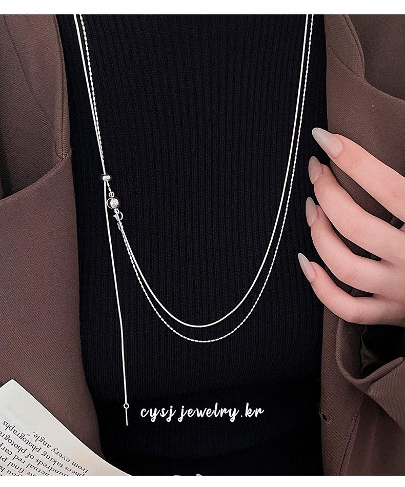 Cui Yan S925 Sterling Silber Doppellagige Runde Perle Koreanischer Stil Verstellbare Choker-Halskette für Damen