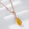 Roségoldfarbene Halskette mit gelbem Kristallanhänger für Damen, Naturzirkon-Accessoires, Hochzeitsparty, Vintage-Schmuck