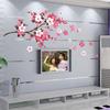 Removable Pink Color Butterflies Peach Blossom Pattern Wall Sticker for Living Room Bedroom