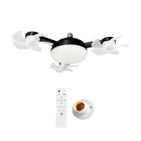 Ventilatore da Soffitto con Luce 3/4/5 Pale e Telecomando, 2-in-1 LED Silenzioso tipo Drone per Ventilazione Soggiorno, Pale Pieghevoli, 3 Velocità Dimmerabile, Attacco E27 per
