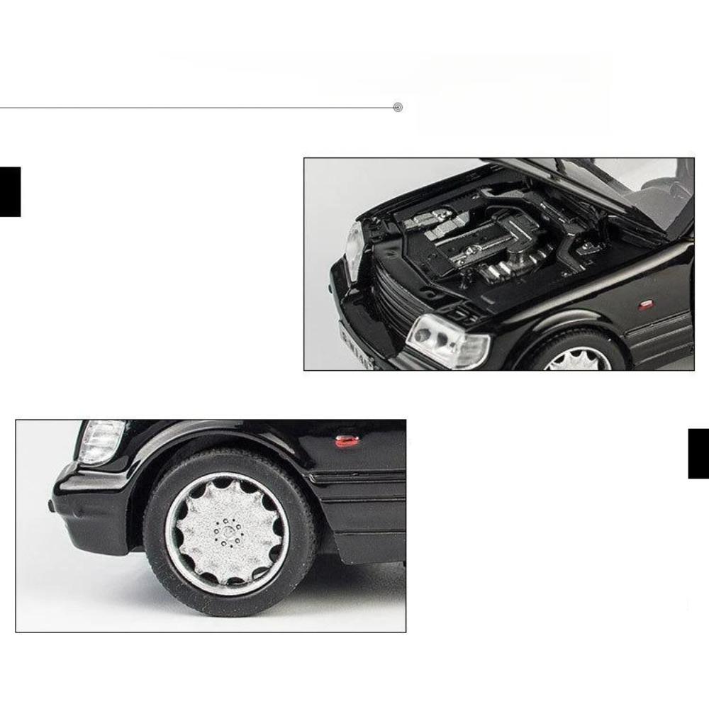 1/32 Mercedes-Benz W140 Classical Toy Car Model Diecast Alloy Miniature Sound & Light Pull Back 1:32 Collection Gift for Boy Kid