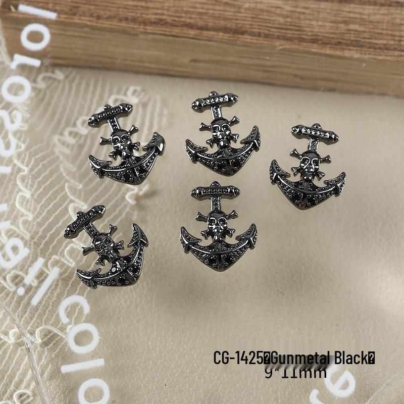 Luxury Zirconia Rhinestone Cross Nail Art Decorations - Dark Retro Style Press-on Nails