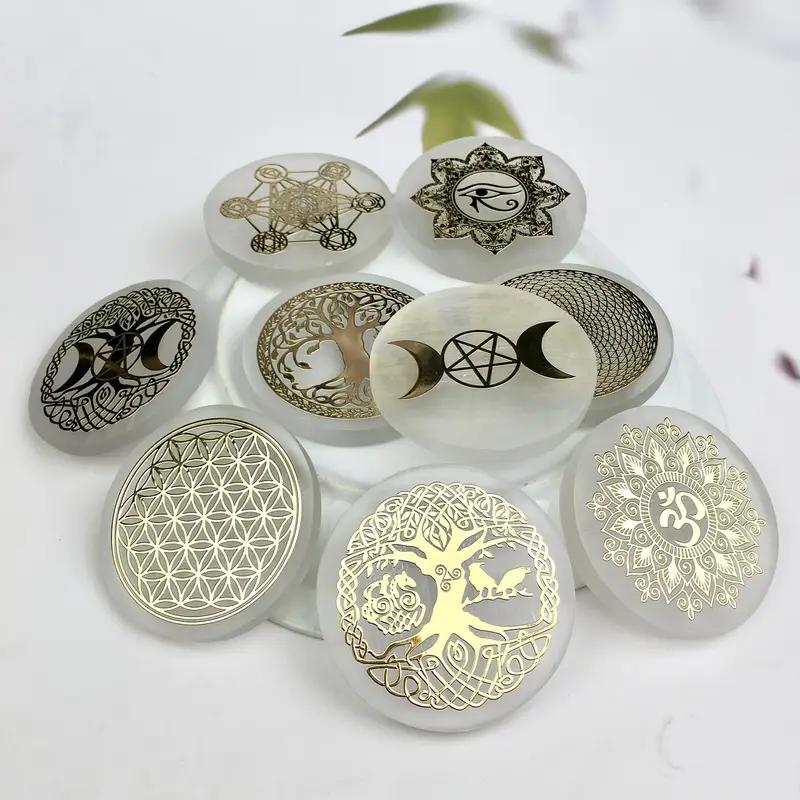 6cm Natural Crystal Selenite Slice Slab White Gypsum, Natural Selenite Stone Crystal Disc, Selenite Charging Plate decoration