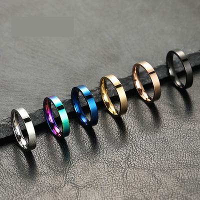 Titanstahlring verblasst nicht Nischen-Design 4 mm helle Oberfläche schlichter Ring Edelstahl Schmuck Partnerring weiblich