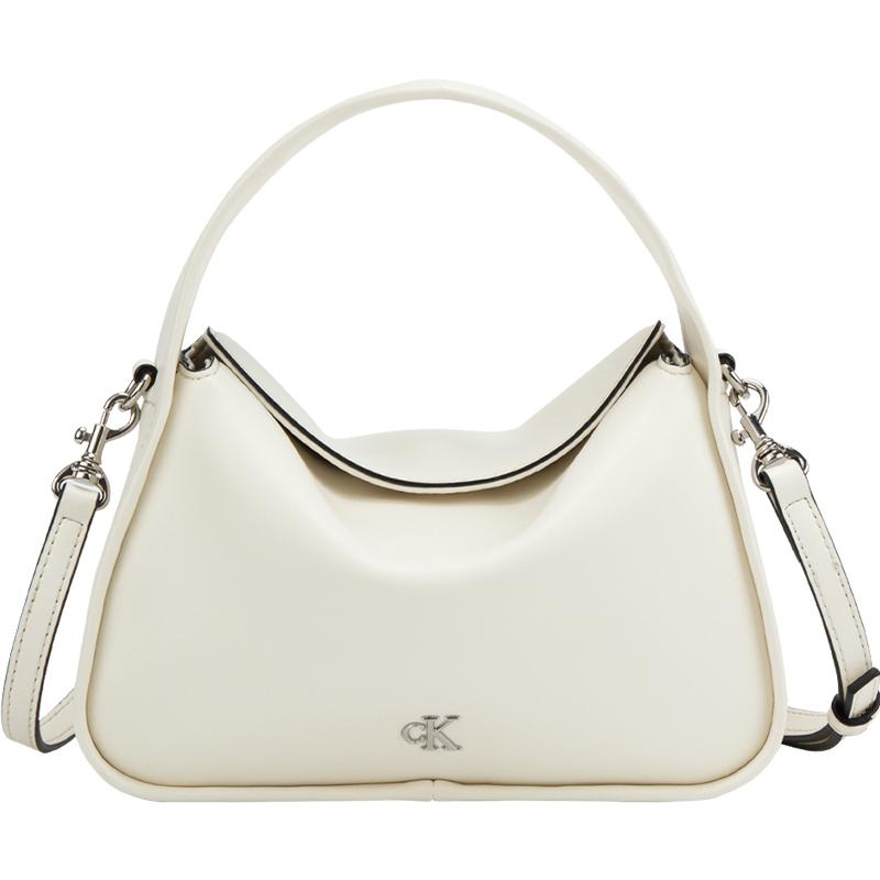 Calvin Klein Elegant Commuter Metallic Letter Pillow Bag Women Shoulder Bag Ivory DH3714-YBI YBI-Ivory White