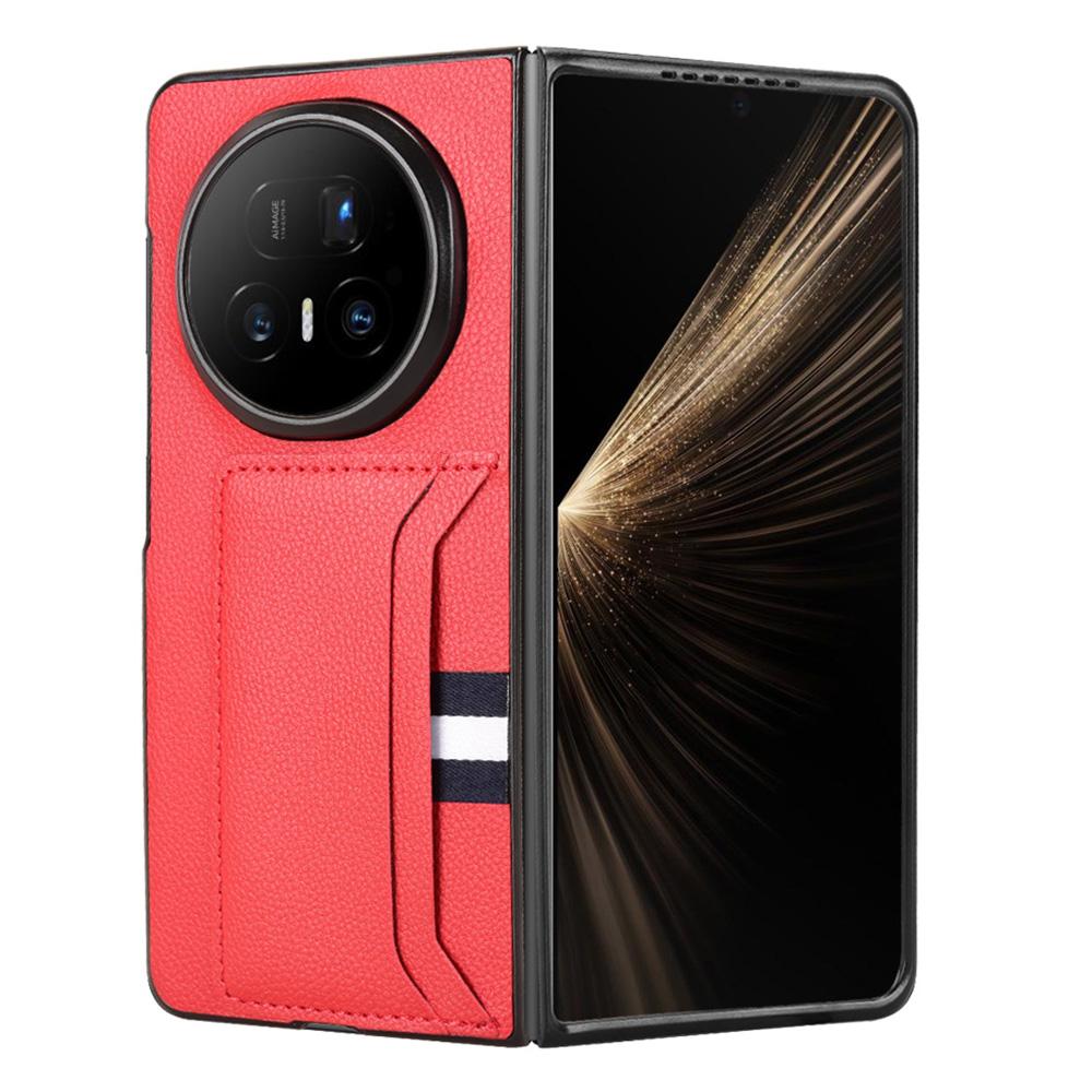 For Honor Magic V5 5G Case Card Holder Litchi Texture Leather + PC Phone Cover