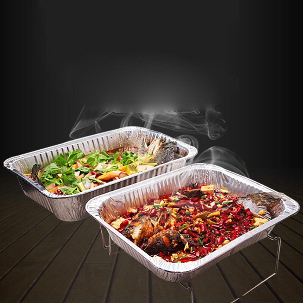 10 Pack Aluminum Foils Tray Disposables Thickened Food Container Convenient Takeaway Storage Box Practical Cookware