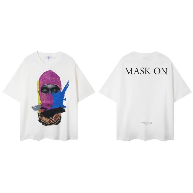 GLYDE Rundhals Herren Maske Bedrucktes Modisches Sommer Kurzarm T-Shirt Mit Persönlichkeit Und Spaß Street Trend T-Shirt