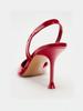 Fashion New Women's Shoes In Red Patent Leather with Shiny Surface, Pointed Temperament, Slim High Heels, Mueller Shoes, Hollow Sandals