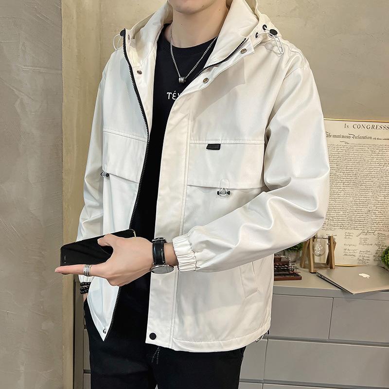 Men's Jackets for Young and Middle-aged People, Small Fragrant Style Hooded Work Jackets, Spring and Autumn Outdoor Fleece Jackets