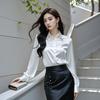 New high-end professional satin purple shirt for women, long-sleeved formal fashion commuter shirt