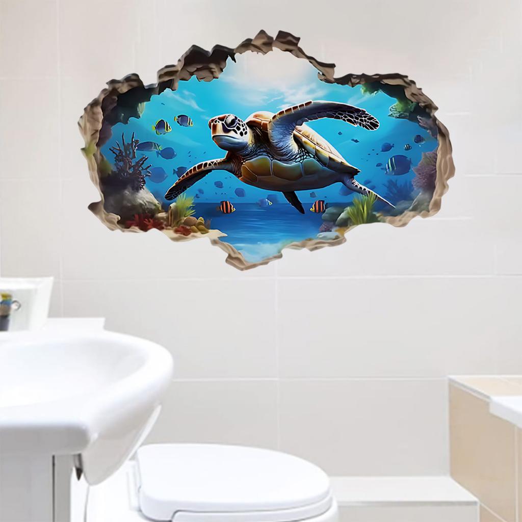 Zerbrochene Wand Unterwasserwelt Badezimmer Sanitär Wandaufkleber