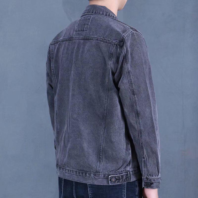 Giacca di Jeans Nera alla Moda da Uomo, Primavera 2023 – Stile Coreano, Cappotto con Revers Resistente all'Usura