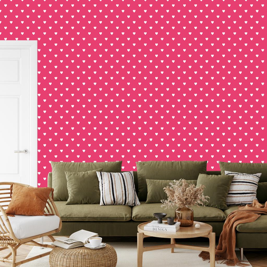 Pink Hearts and Powder Pink Wallpaper 50x1000
