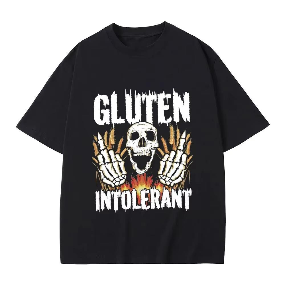 Summer Kid Clothes Gluten Intolerant Skeleton Men's Tshirt High Quality Cotton Tees Fashion Vintage Oversized Breathable Top