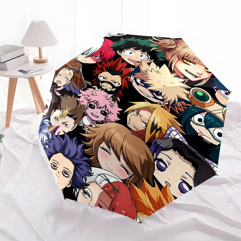 1pc My Hero Academia Characters Outdoor Umbrella - Automatic Opening/Closing, Portable 3-Fold Design, 8-Rib Iron Frame - Perfect Gift for Fans, T