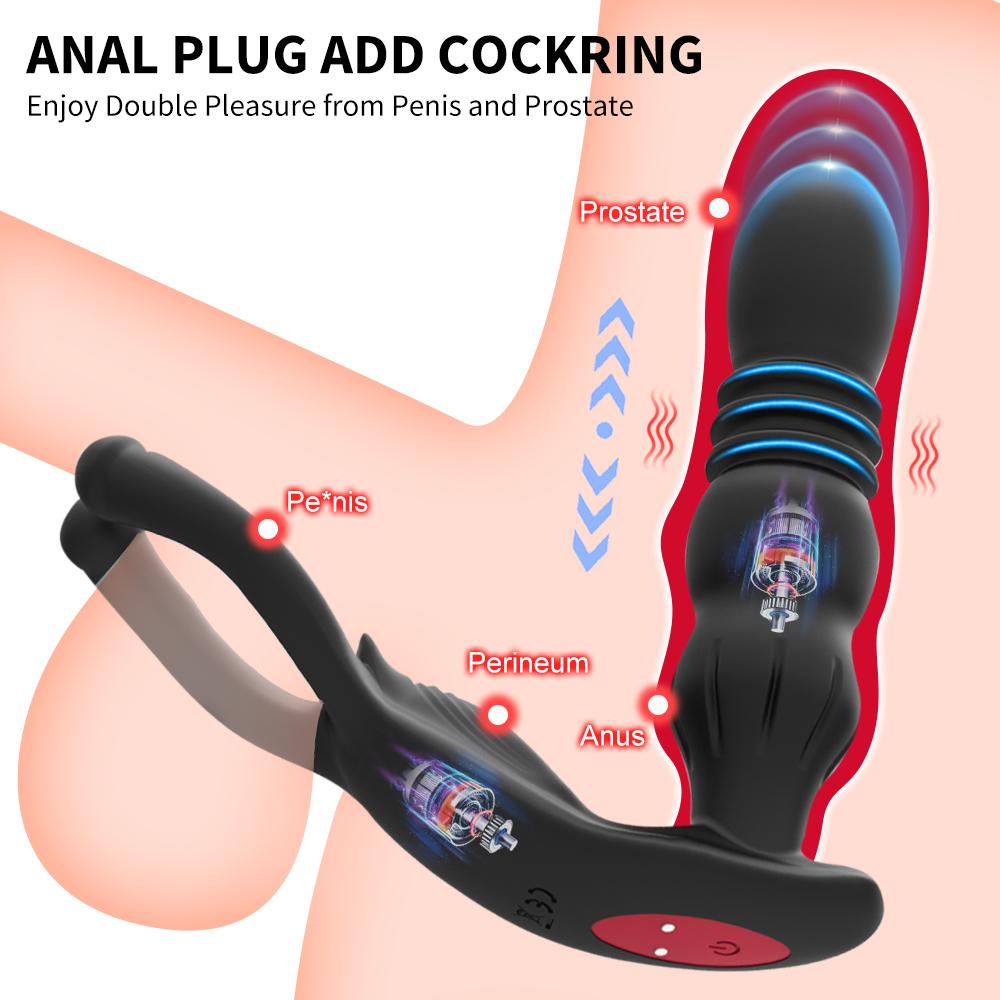 3 In 1 Large Anal Vibrator Plug Prostate Massager Remote Control Silicone Anal Plug Butt Plug Sex Toys for Men Adults