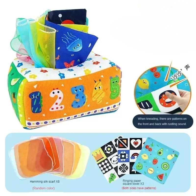 Baby Draw Paper Towel Tearing Tissue Box Baby Puzzle Early Education Montessori Children Cloth Toys Sensory Gift Montessori Toys