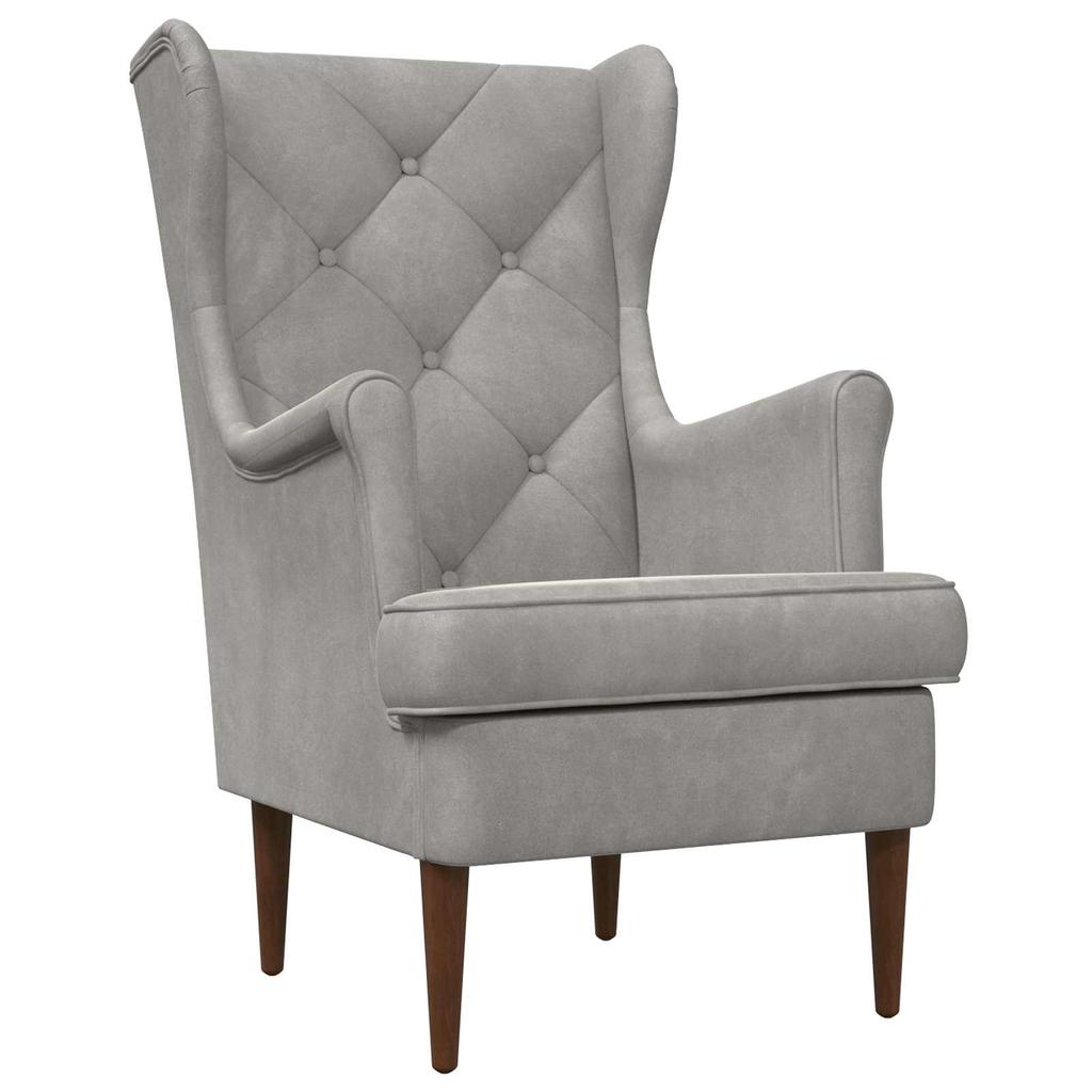 Armchair with Ottoman 2 pcs. Light Gray Velvet