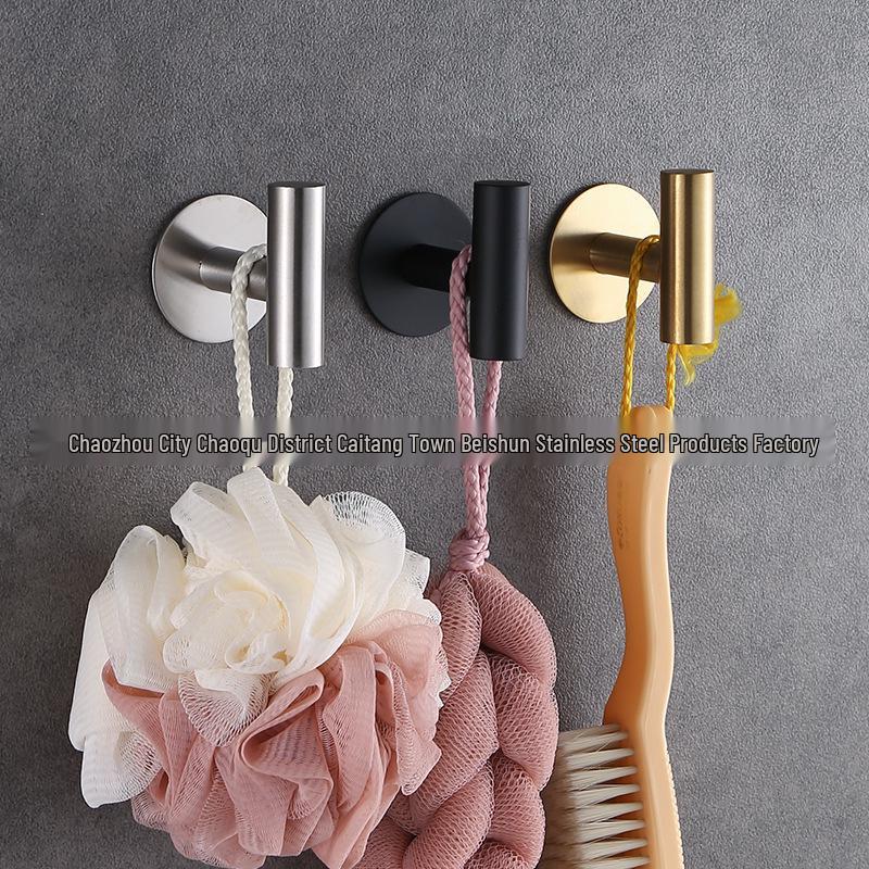 Punch-Free Stainless Steel Hooks - Strong Adhesive for Kitchen & Bathroom Storage Organizing Backpacks, Hats, Headbands.