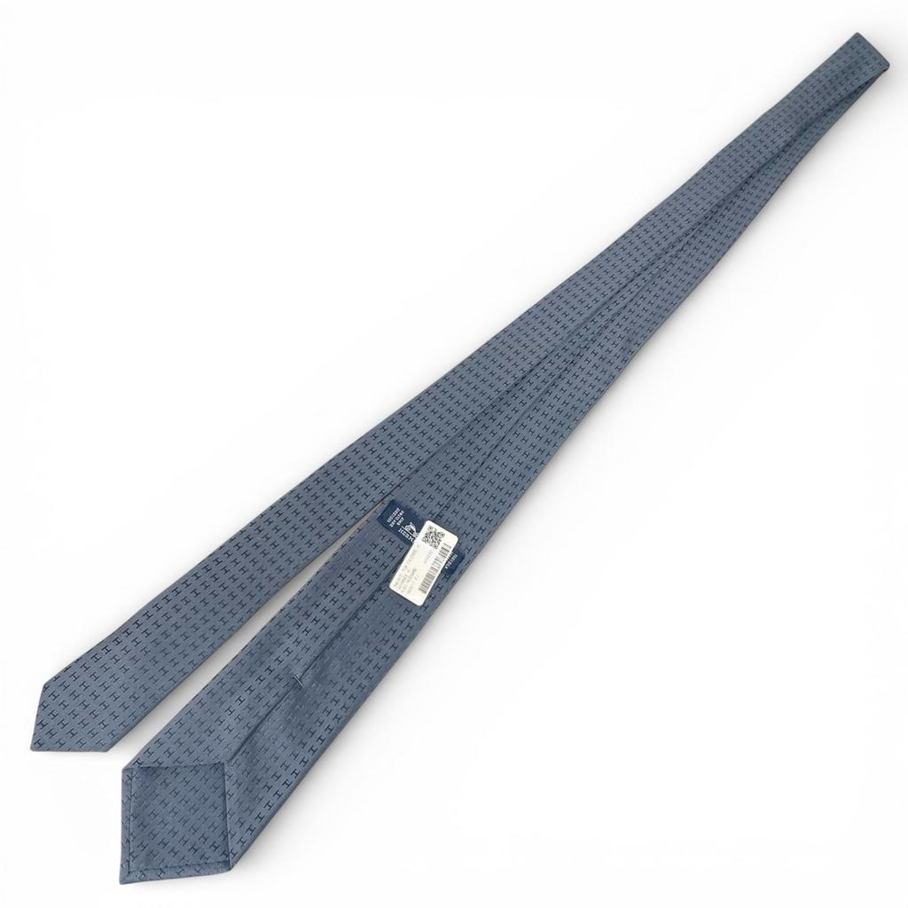 Pristine HERMES Tie Clavat H-woven Tie Fasone H Silk Mens Used