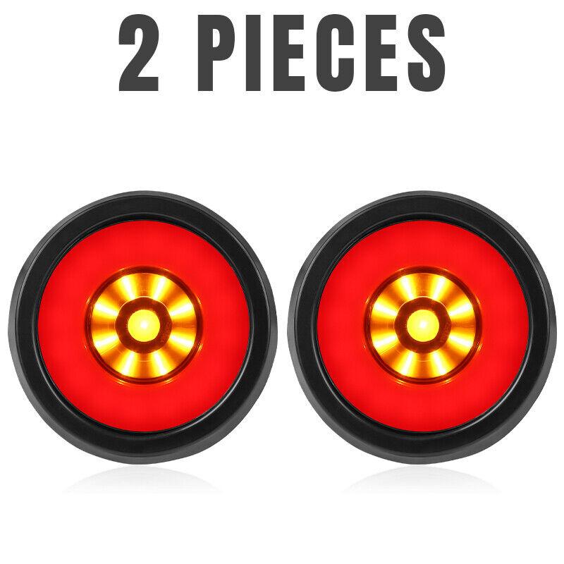 2PCS Round Car Truck LED Tail Light Trailer Rear Taillights Side Marker Warning Lights Turn signal Stop Brake Light for Lorry