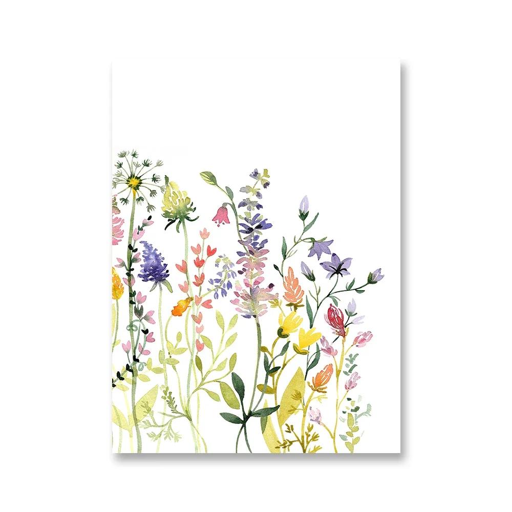 Watercolor Wildflower Flower Poster Colorful Floral Prints Plant Wall Art Canvas Painting Wall Pictures for Living Room Decor