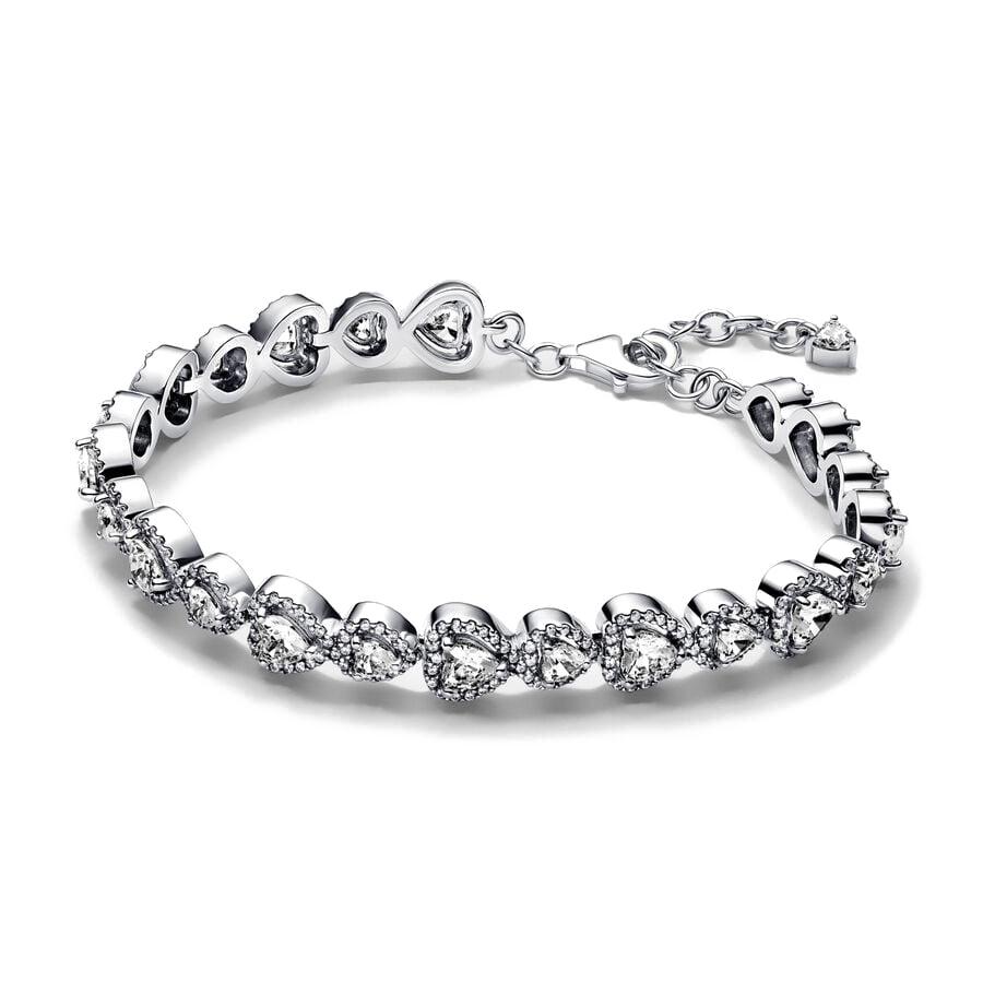 

18K Gold-Plated Shining 925 Sterling Silver Stretchable Heart Zircon Women Bracelet Party Wedding Jewelry Trinkets