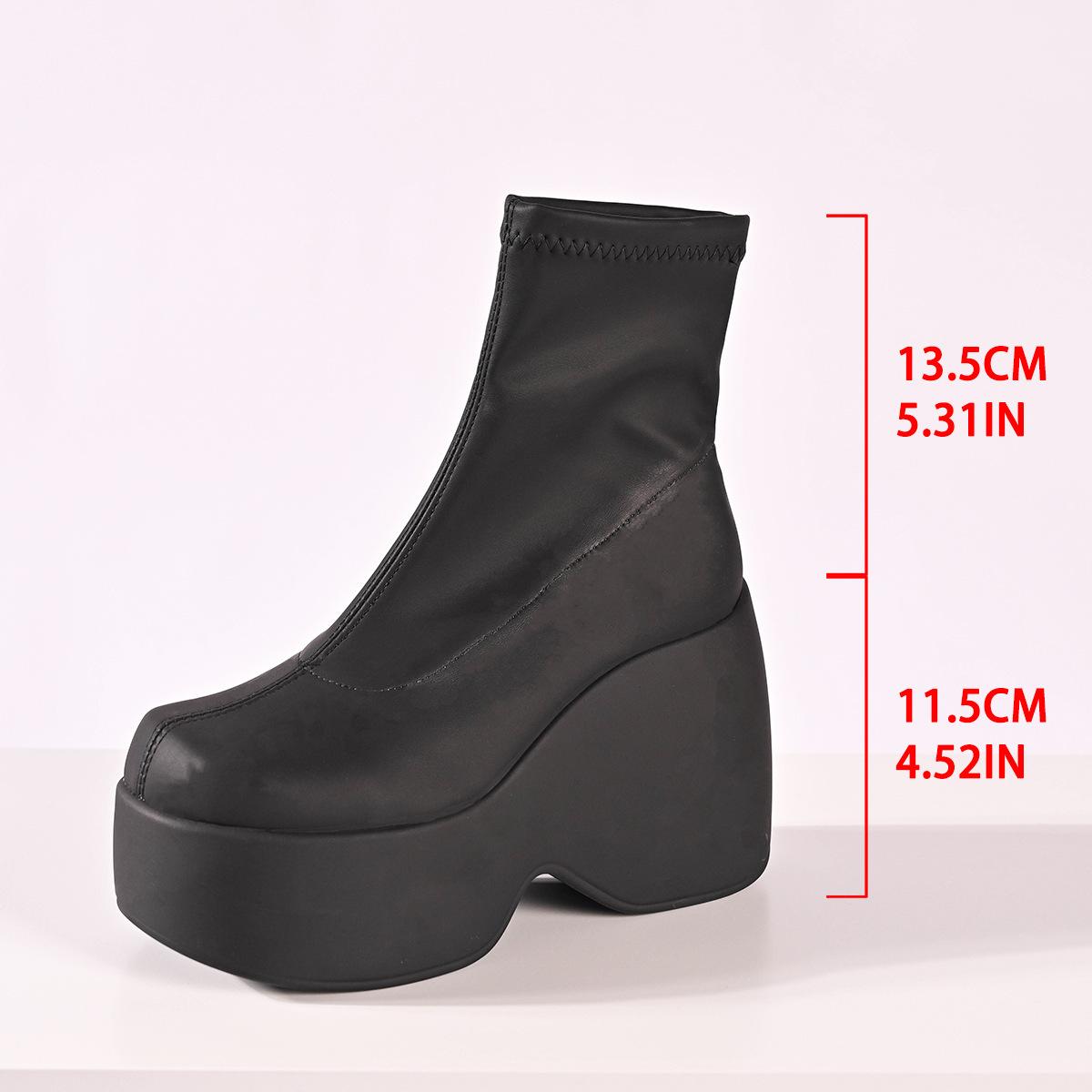 

Большой размер 2025 осень и зима мода толстый каблук короткая труба водонепроницаемые стол тонкие эластичные ботинки модные кожаные ботинки женские 43 чёрный
