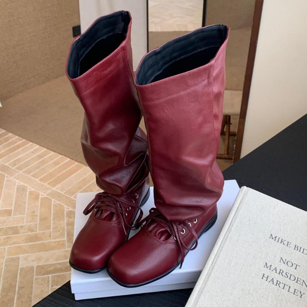 MARCO&JOYCE Autumn 2025 Square Toe Distressed Boots – Stylish, Comfortable, Korean-Inspired Design