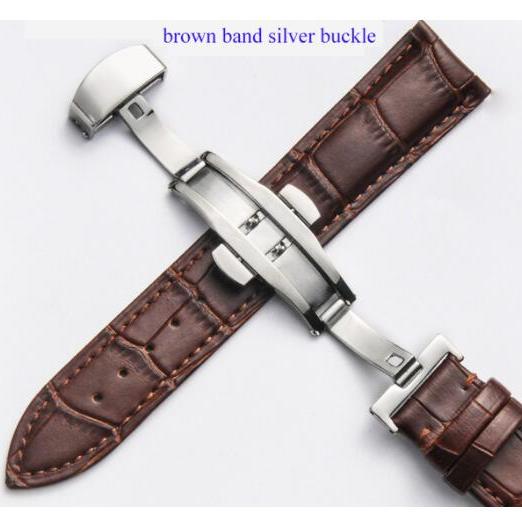 12 13 14 15 16 17 18 19 20 21 22 23 24mm Watch Band For Women Men Wristwatch Straps  Leather Double Press Butterfly Clasp