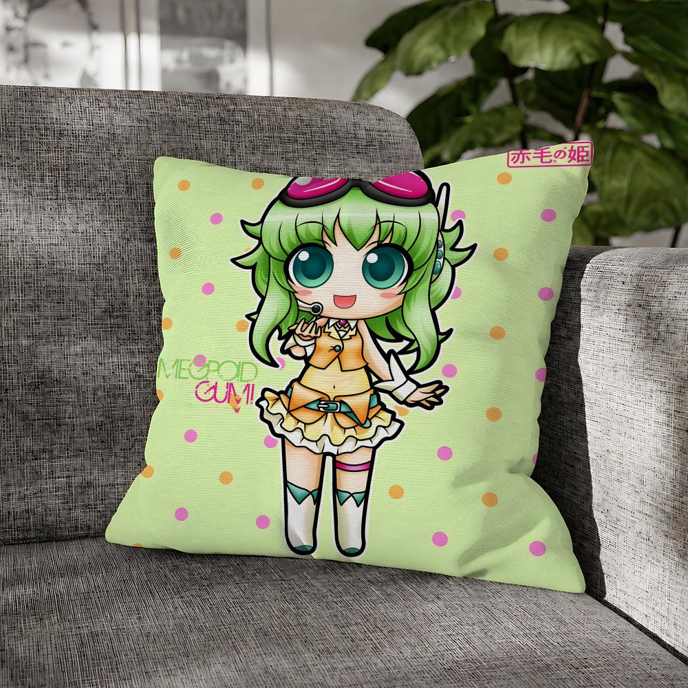 Vocaloid Gumi Megpoid Echo Cushion Cover Decorative Pillowcase Soft Short Plush Cozy Durable Sofa Home Decor Items Gift