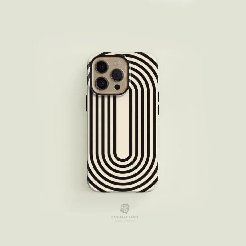 

luxury Clmj Circular Arch Black Phone Case for iPhone 16 15 14 13 12 11 Pro Max Plus Magnetic Double-layer Back Cover iPhone 11