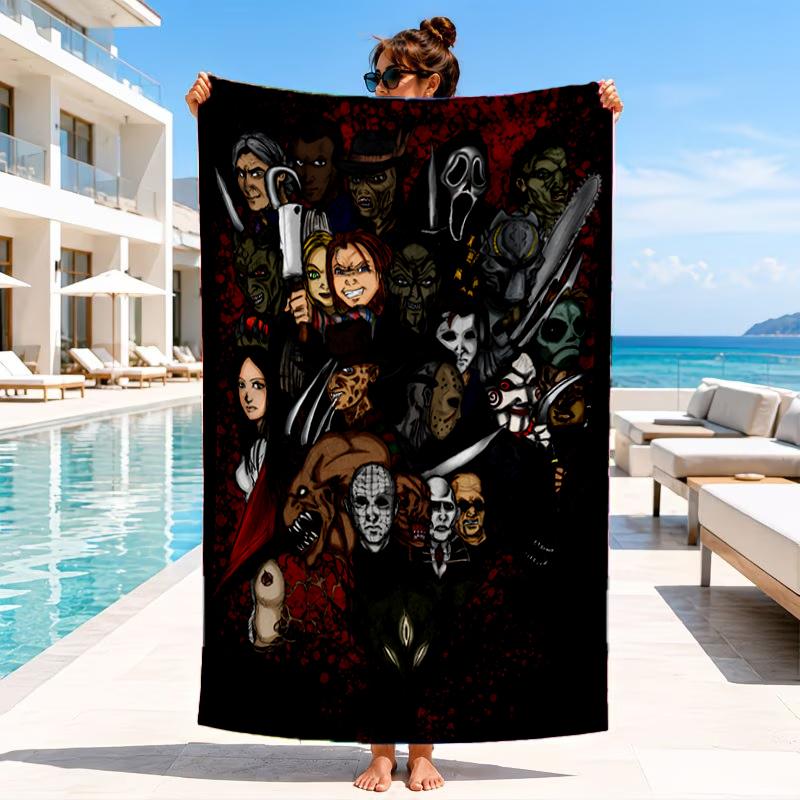 Horror Movie Characters Beach Towel, Microfiber Beach Towel, Perfect For Pool, Beach, Travel, Home Decor Beach Party Fan gifts
