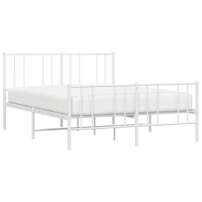 VidaXL Cadre de lit métal avec tête de lit-pied de lit blanc 140x190cm 352547