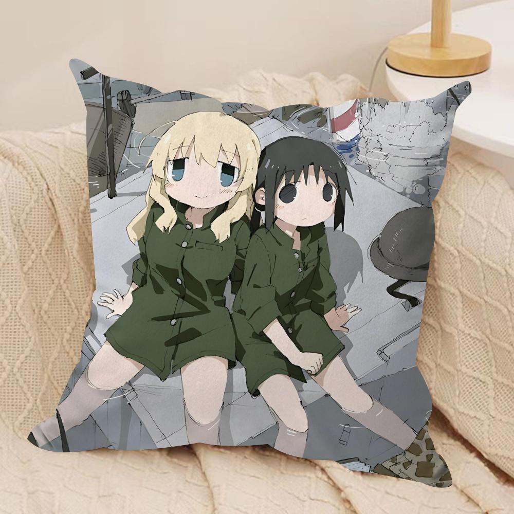 

Anime G-Girls Last Tour Cushion Cover Silky Short Plush Sofa Pillow Cover Hidden Zipper Soft Dustproof Case for Home Decor 30cmx30cm