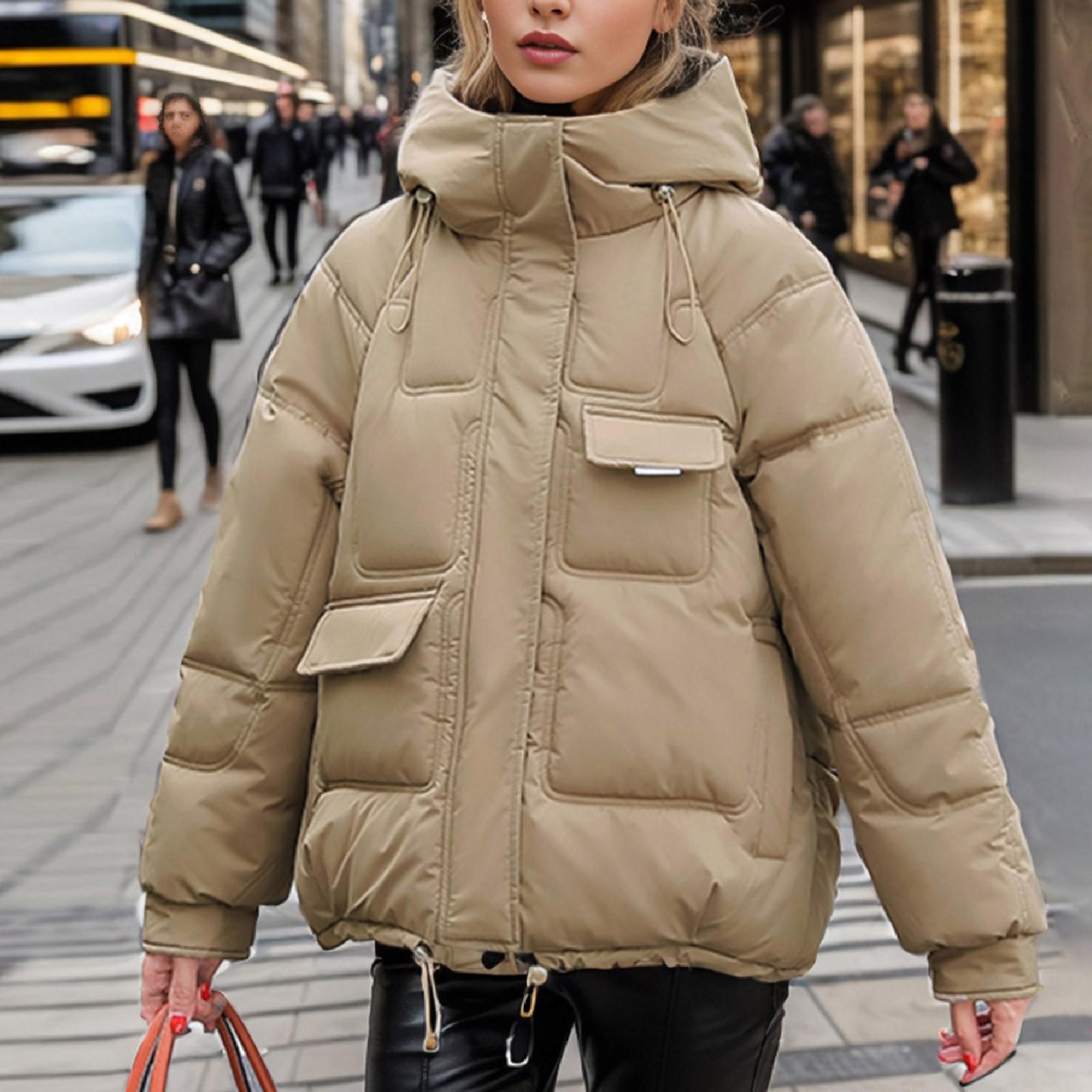 

Женская зимняя теплая хлопковая куртка с несколькими карманами и капюшоном Aipper XXXL хаки