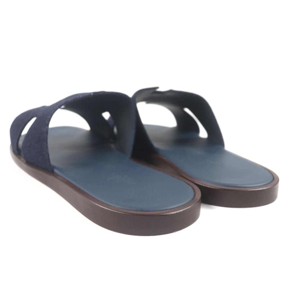 Makellose HERMES Sandalen Izmir H-Logo Slide Indigo-Marine-Denim Herren 43 Gebraucht