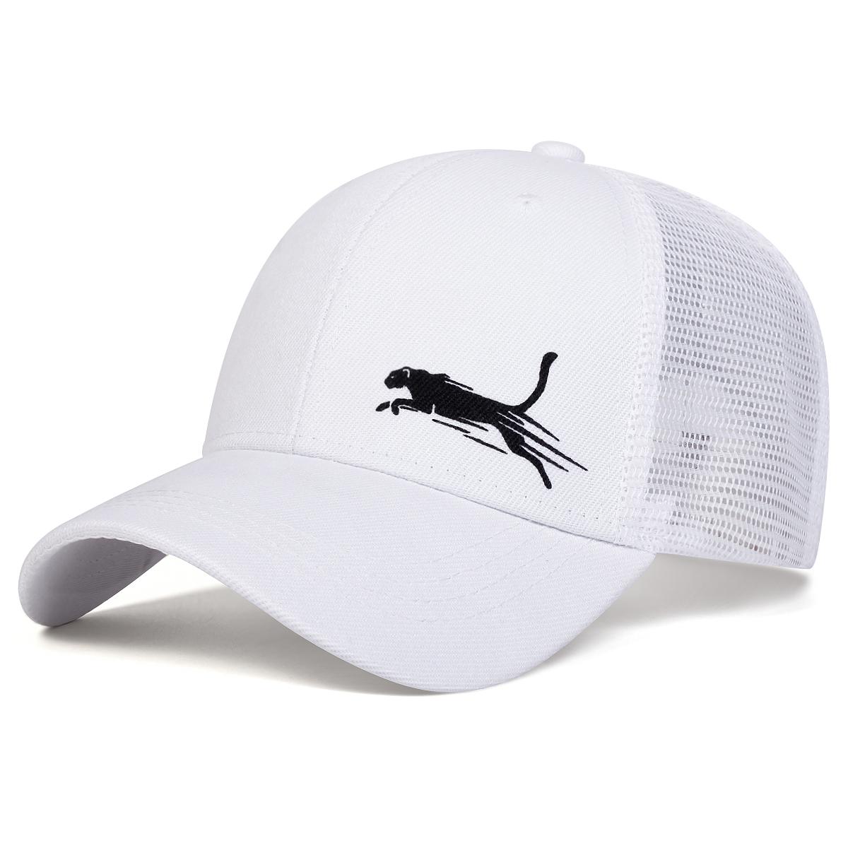 

Мужская бейсболка с леопардовой вышивкой, сетчатая шляпа, уличная регулируемая солнцезащитная шляпа для отдыха, весна-осень, путешествия, туризм, пляжный отдых белый