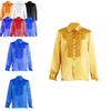 Polyester Satin Ballroom Performance Shirt For Men And Women With Ruffle Details For Halloween Stage Shows