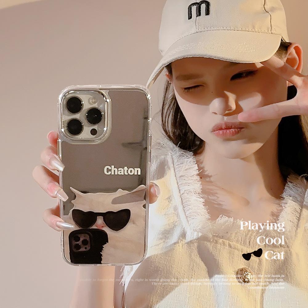 

Солнцезащитные очки Крутой кот iPhone 16 Подходит для 13promax Чехол для телефона Apple 11 Нишевый Смешной 12 Зеркальный 15 12pro max (6.7)