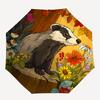 1pc Badger Forest Flowers Automatic Folding Umbrella, 8-Rib Iron Frame, Casual Outdoor Accessory for Birthday Festival Gifts Yy251128105