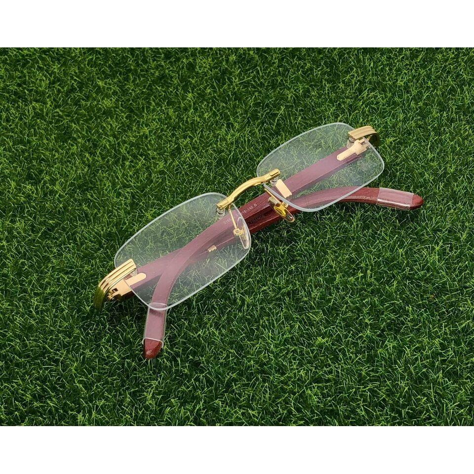 RSINC Rimless WOOD frame/eyeglass/Spectacle, Golden Brown 55-18-140 JL186306162779