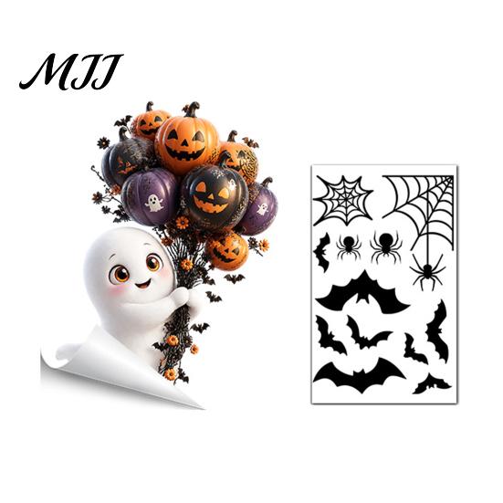 Seasonal Party Accessories Halloween Ghost Glass Sticker, Cartoon Static Window Cling for Decorative Film Parties, Waterproof Decoration