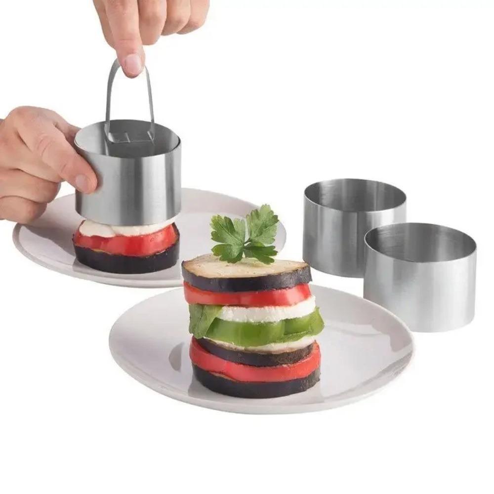 With Push Plate Pancake Mould Stainless Steel Cupcake Mold Ring Slicer Mousse Ring Rice Balls