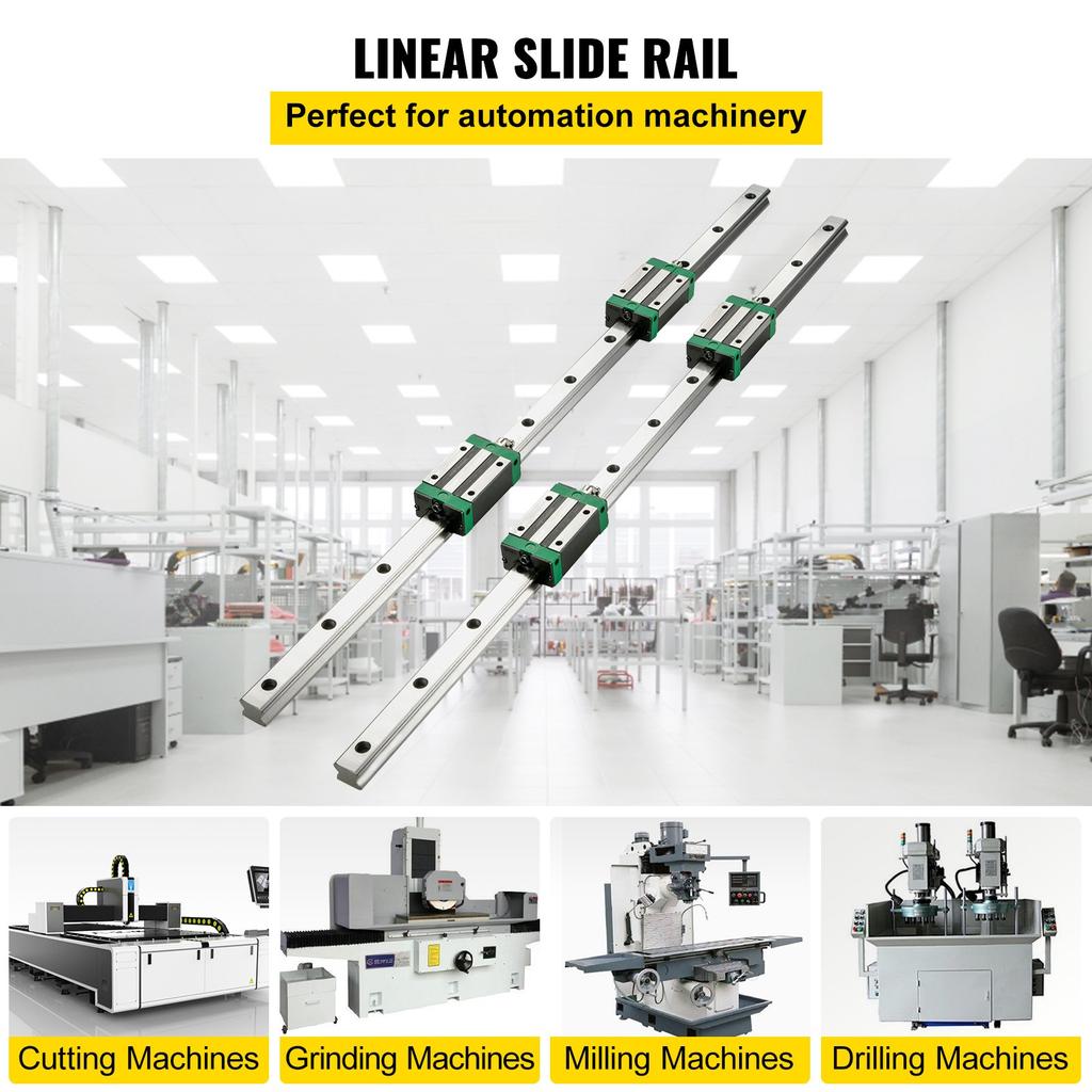 VEVOR 3PCS Linear Rail 2-167.6 cm(0.78-66 Inch), Linear Bearings and Rails with 4PCS HSR20 Bearing Block